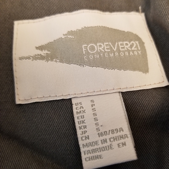 {S} Forever 21 Military Jacket Woven Pattern Sleeves - Picture 8 of 9
